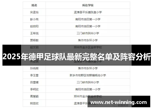 2025年德甲足球队最新完整名单及阵容分析 2025年德甲足球队最新完整名单及阵容分析