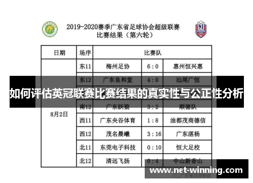 如何评估英冠联赛比赛结果的真实性与公正性分析